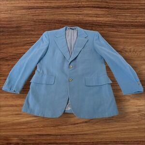 Vintage RITNER 2 Mens 100% Cashmere Blazer Jacket Light Blue Size 42 Made USA‎